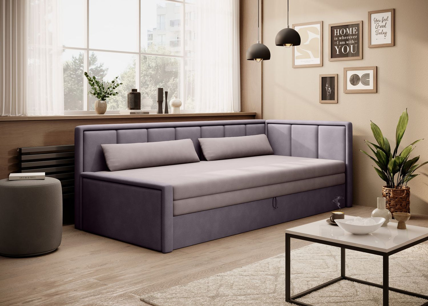 Sleeper Sofa Fulgeo 6 | size: Width: 82cm, Height: 77cm, Depth: 214cm | color: Poco/Roza | image: 1 | variant: 1017283