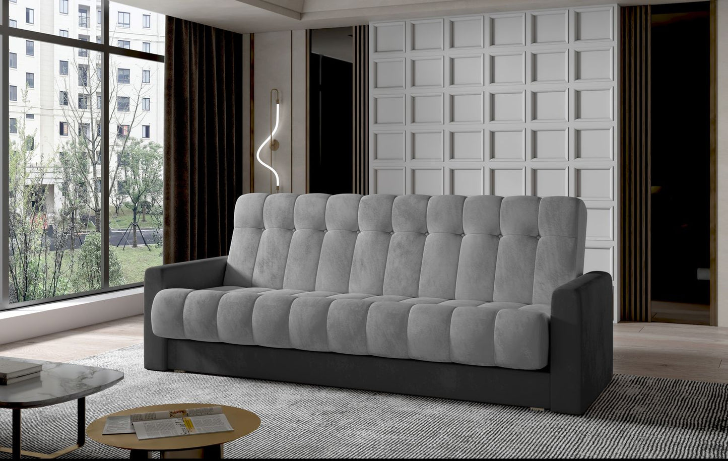 Sleeper Sofa Garett 2 | size: Width: 85cm, Height: 90cm, Depth: 210cm | color: Monolith | image: 1 | variant: 1017285