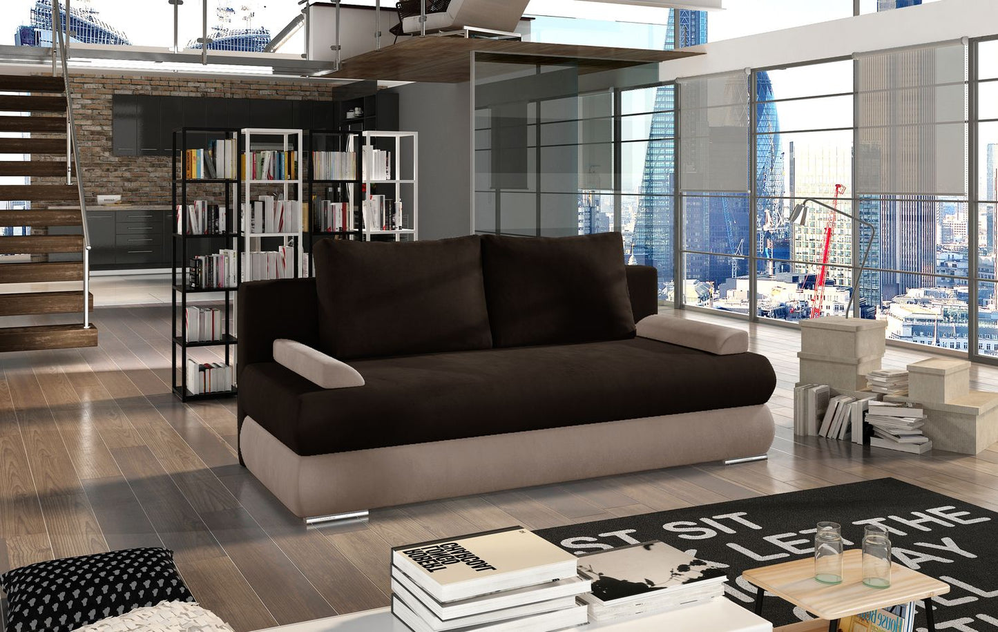 Sleeper Sofa Warwick 18 | size: Width: 60cm, Height: 90cm, Depth: 213cm | color: Monolith | image: 1 | variant: 1017973