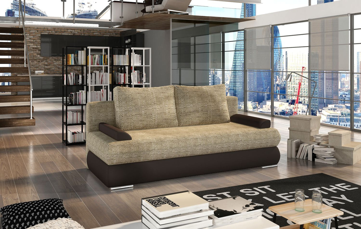 Sleeper Sofa Warwick 8 | size: Width: 60cm, Height: 90cm, Depth: 213cm | color: Berlin/Soft | image: 1 | variant: 1017963