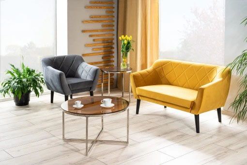 Sofa Seoul | size: Width: 140cm, Height: 76cm, Depth: 54cm | color: Yellow | image: 2 | variant: 1003517