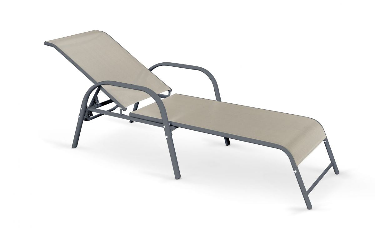 Sun Lounger East Aosta | size: Length: 193cm, Width: 65cm, Height: 95cm | color: Gray | image: 1 | variant: 1006587