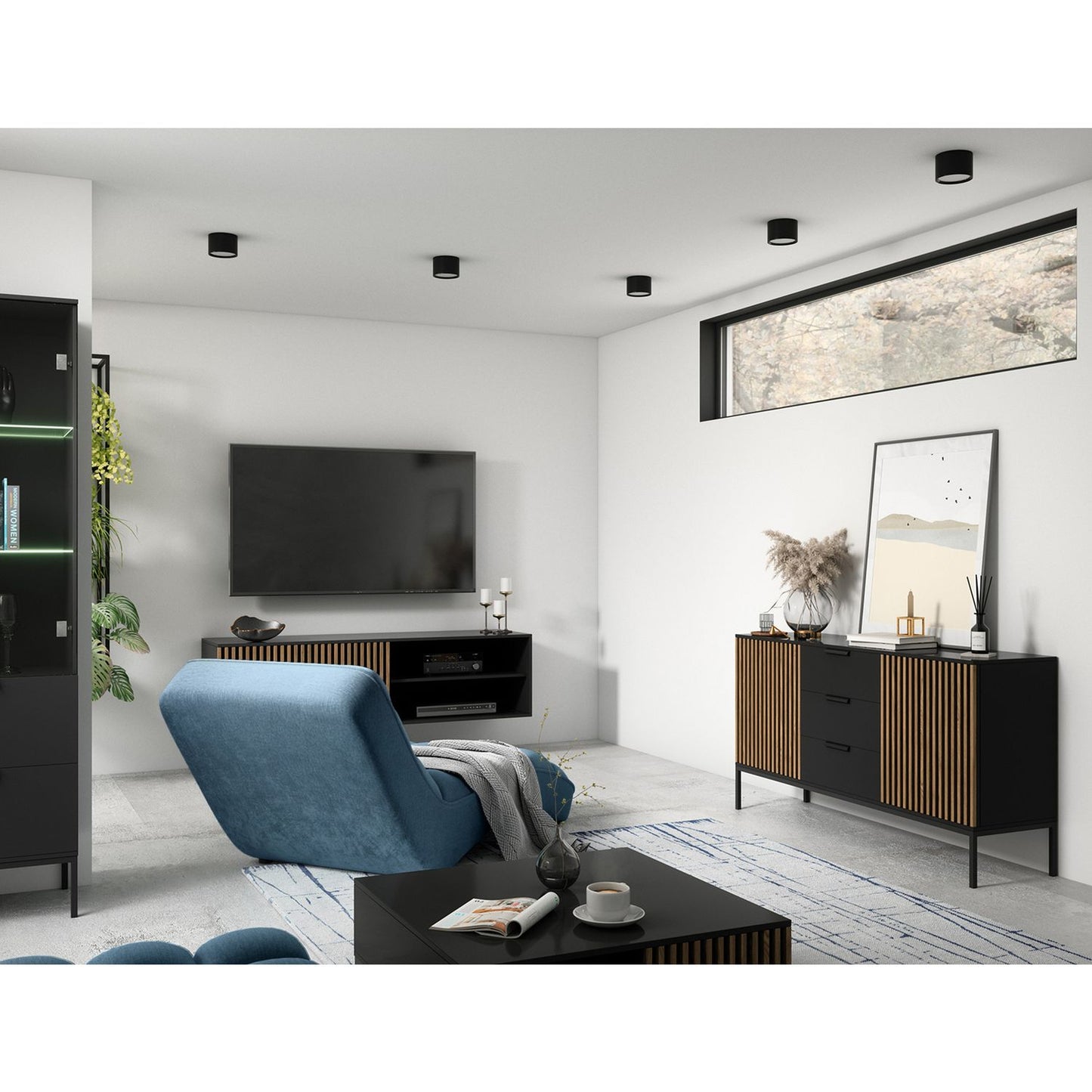 TV Table Meorati | size: Length: 40cm, Width: 150cm, Height: 60cm | color: Black | image: 4 | variant: 1017069