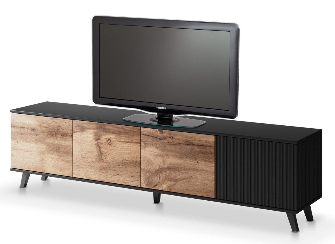 TV Table West Henley | size: Length: 40cm, Width: 200cm, Height: 52cm | color: Black/Oak | image: 3 | variant: 1007340