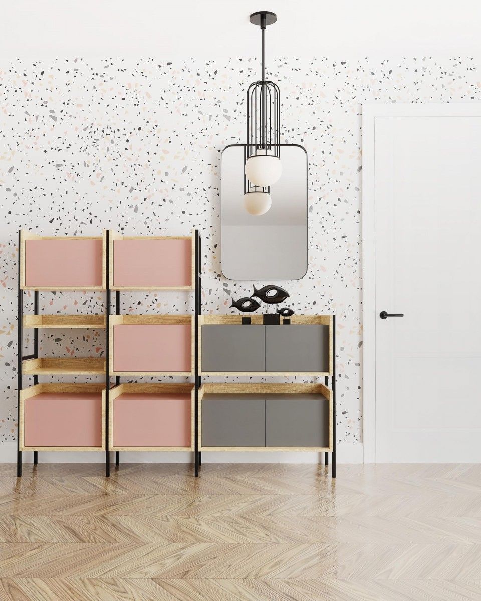 Wall Shelf Mobius 1 | size: Width: 50cm, Height: 36cm, Depth: 41cm | color: Oak/Blue | image: 4 | variant: 1000520