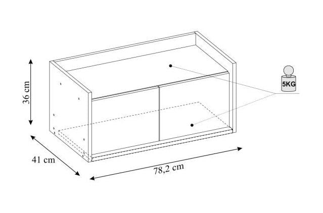 Wall Shelf Roskilde | size: Width: 78cm, Height: 36cm, Depth: 41cm | color: Oak/Blue | image: 2 | variant: 1002018