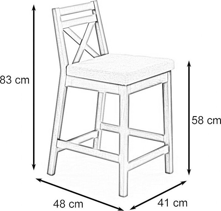 Bar Stool Borys Low | size: Length: 41cm, Width: 41cm, Height: 58-83cm, Depth: 48cm | color: Beige | image: 3 | variant: 1005481