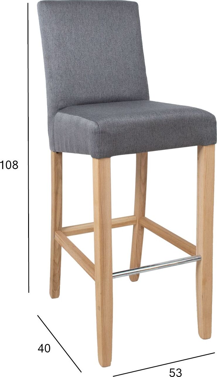 Bar Stool Boston | size: Length: 53cm, Width: 53cm, Height: 108cm, Depth: 40cm | color: Gray | image: 6 | variant: 1011725