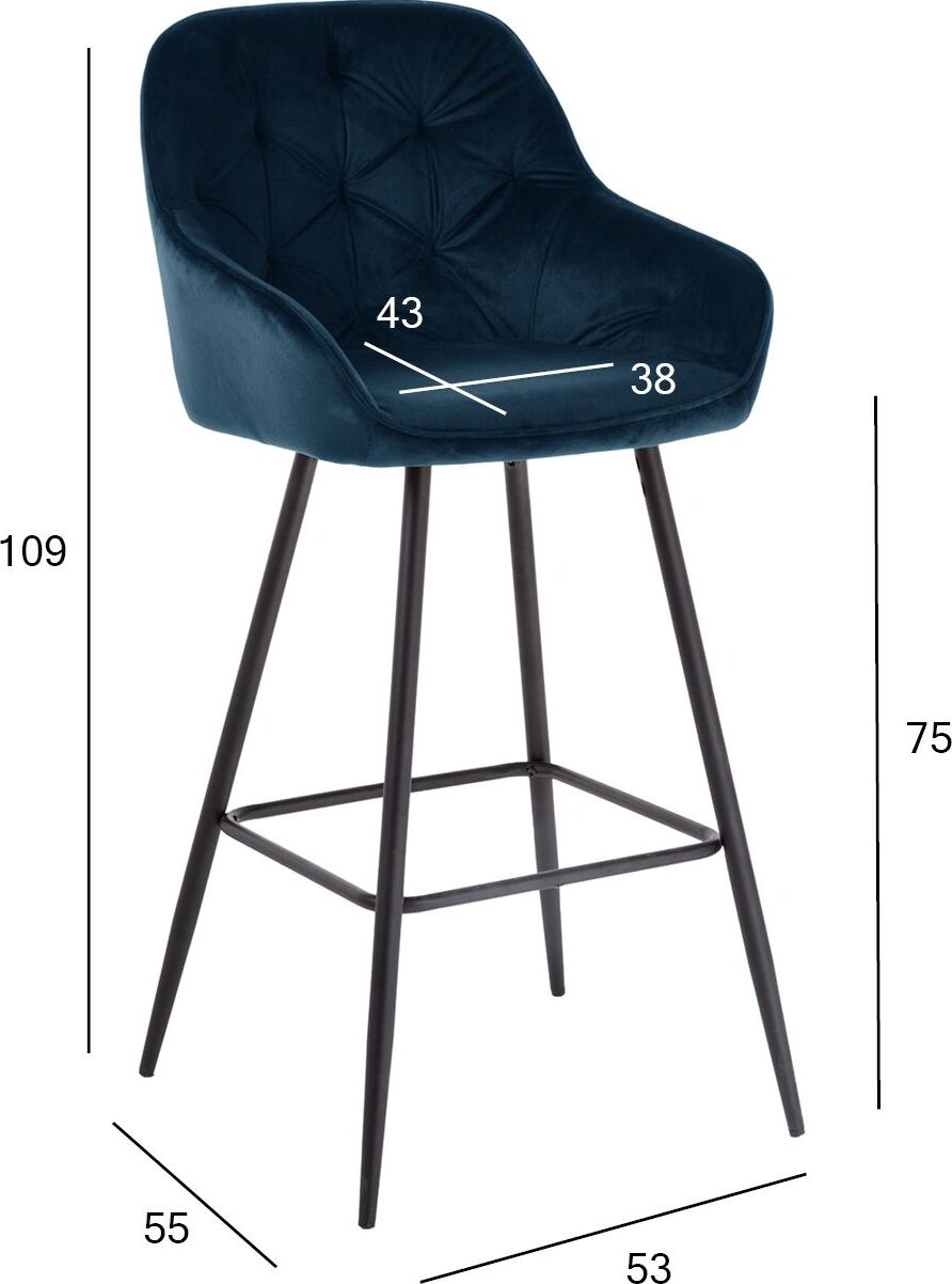 Bar Stool Burgess | size: Width: 53cm, Height: 109cm, Depth: 55cm | color: Blue | image: 6 | variant: 1001316