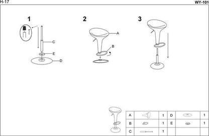 Bar Stool East Uckfield | size: Length: 38cm, Width: 43cm, Height: 67-88cm, Depth: 40cm | color: White | image: 3 | variant: 1007050