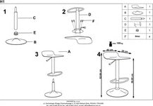 Bar Stool H1 | size: Length: 39cm, Width: 40cm, Height: 63-84cm, Depth: 39cm | color: Black | image: 3 | variant: 1011597