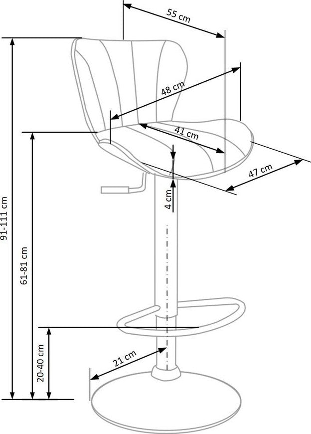 Bar Stool H69 | size: Length: 48cm, Width: 48cm, Height: 91-111cm, Depth: 55cm | color: Black | image: 7 | variant: 1011603