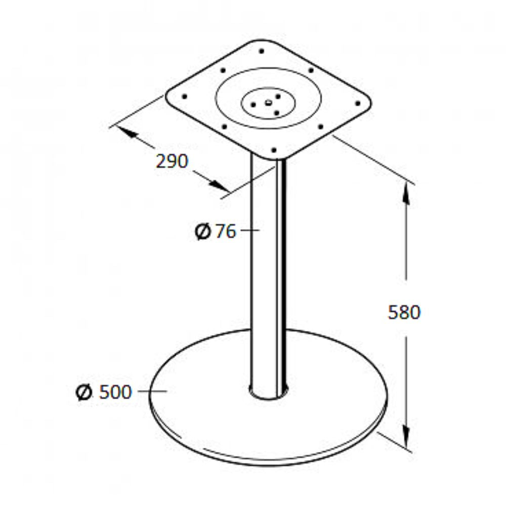 Central Table Leg East Bath | size: Height: 58cm, Diameter: 50cm | color: Black | image: 1 | variant: 1004623