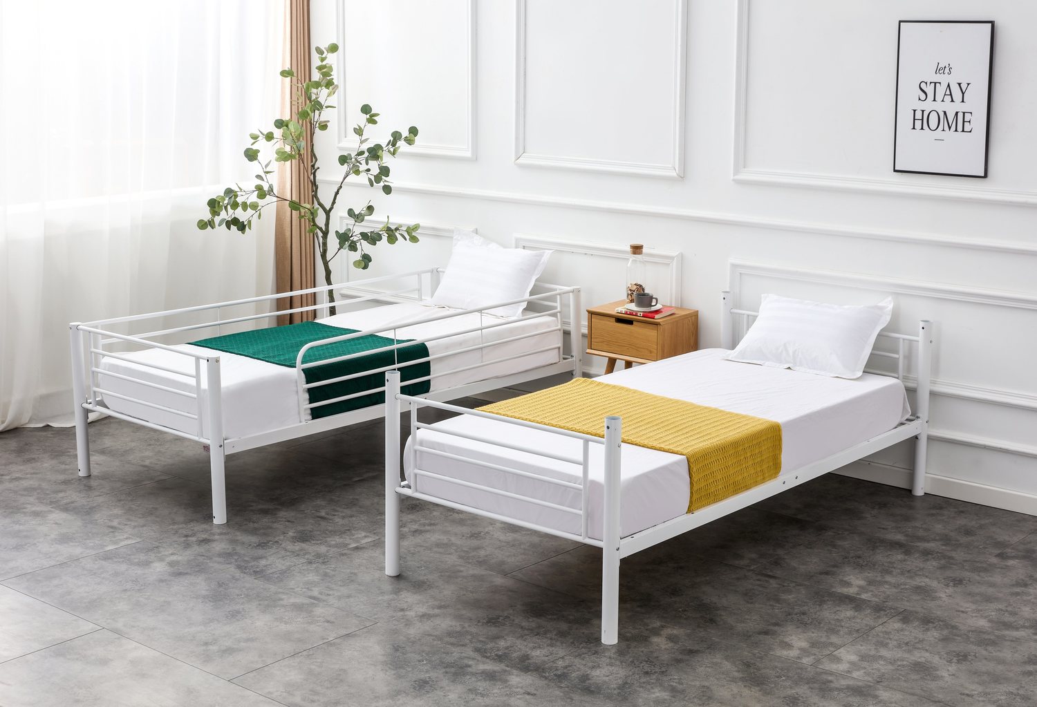 Children's Bunk Bed Nashville | size: Length: 215cm, Width: 99cm, Height: 165cm | color: White | image: 9 | variant: 1003436
