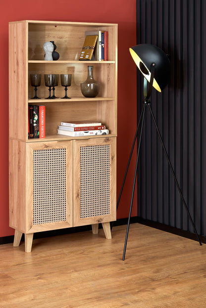 Closet Borneo | size: Width: 80cm, Height: 173cm, Depth: 40cm | color: Black/Oak | image: 2 | variant: 1012967