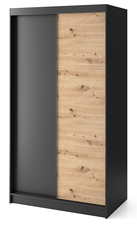 Closet Esville 2 1 | size: Width: 220cm, Height: 60cm, Depth: 120cm | color: Black/Oak | image: 0 | variant: 1017113