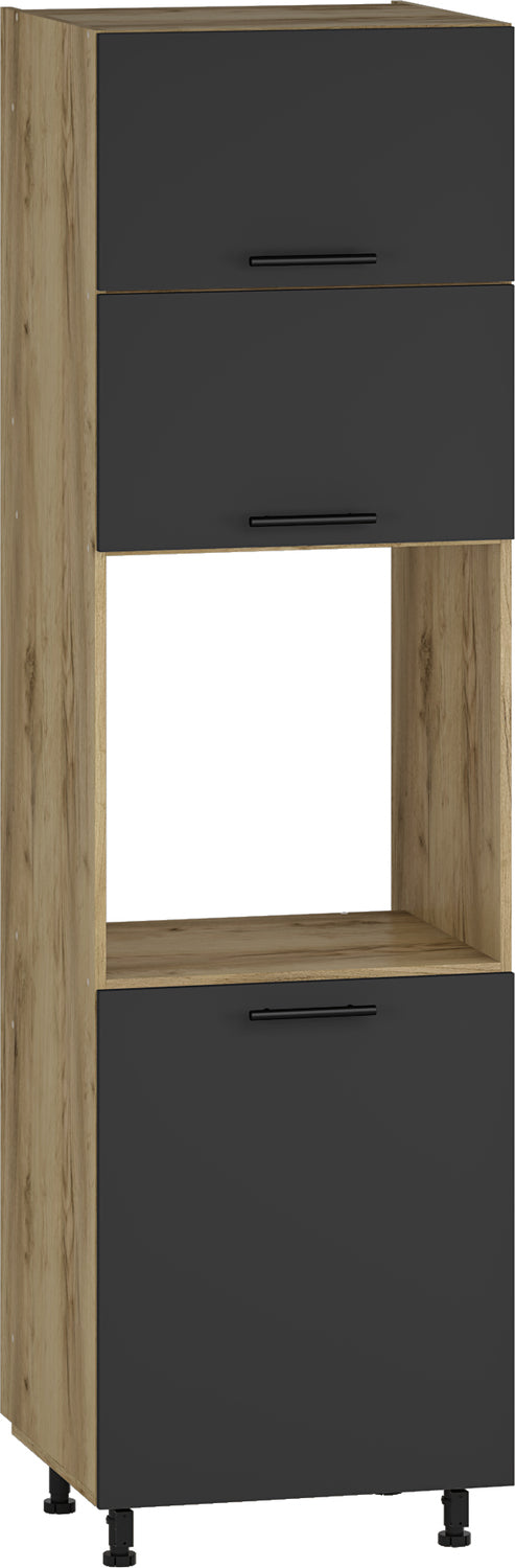 Closet Linkoping | size: Width: 60cm, Height: 214cm | color: Black/Oak | image: 1 | variant: 1007510