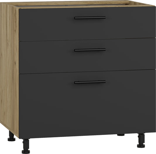 Closet Linkoping | size: Width: 80cm, Height: 82cm | color: Black/Oak | image: 1 | variant: 1007507