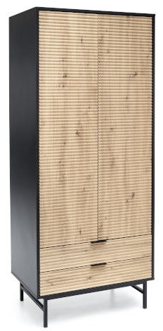 Closet Murano | size: Width: 80cm, Height: 205cm, Depth: 53cm | color: Black/Oak | image: 1 | variant: 1012968