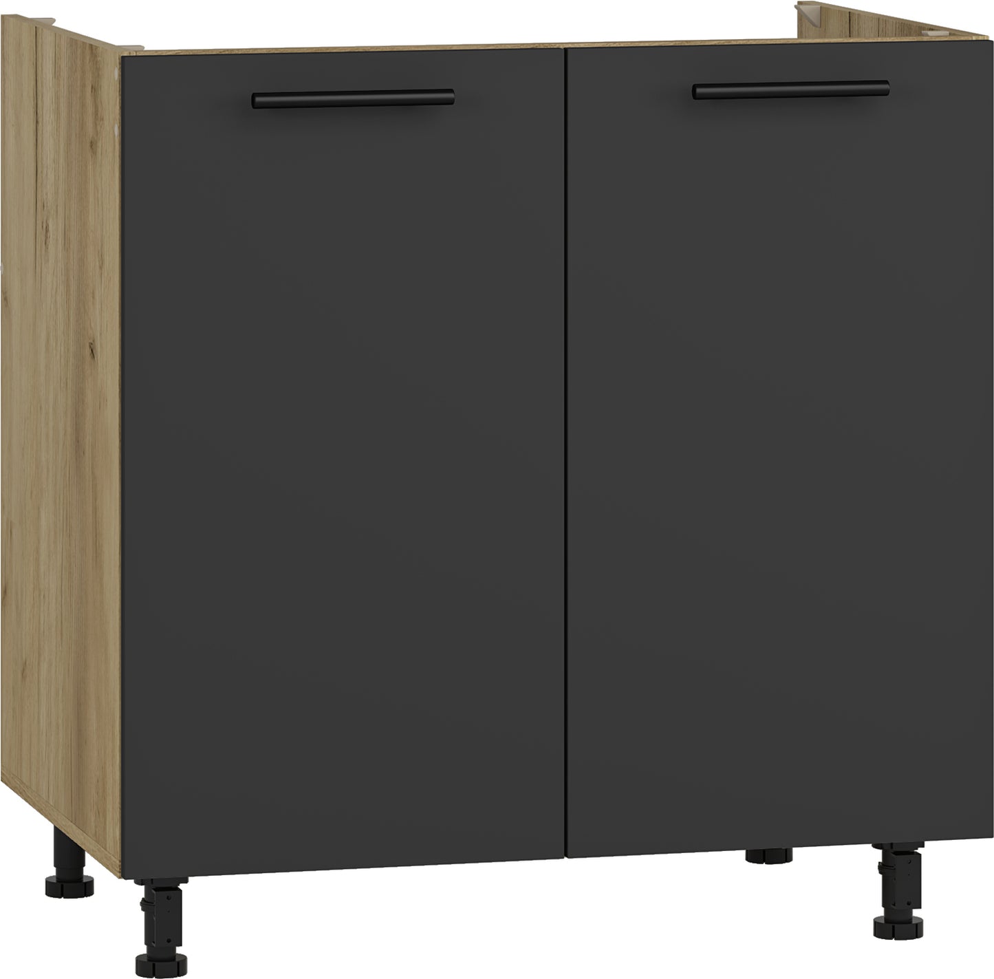 Closet Vento 12 | size: Width: 80cm, Height: 82cm | color: Black/Oak | image: 1 | variant: 1016890