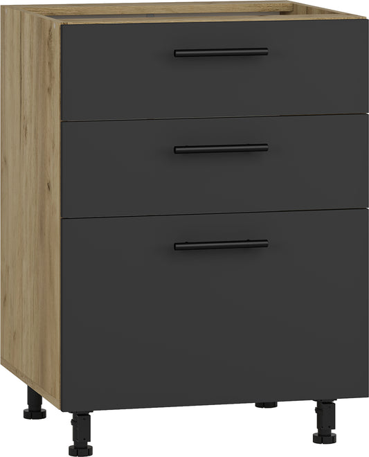 Closet West Marijampole | size: Width: 60cm, Height: 82cm | color: Black/Oak | image: 1 | variant: 1007578