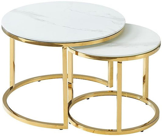Coffee Table Dewsbury | size: Length: 60cm, Width: 60cm, Height: 45cm, Diameter: 60cm | color: White/Gold | image: 0 | variant: 1004449