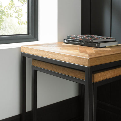Coffee Table East Dorking | size: Length: 45cm, Width: 45cm, Height: 50cm | color: Black/Oak | image: 3 | variant: 1005331
