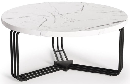 Coffee Table Edinburgh | size: Length: 80cm, Width: 80cm, Height: 36cm, Diameter: 80cm | color: White/Black | image: 1 | variant: 1003255