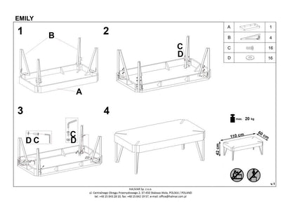 Coffee Table Frankfurt | size: Length: 60cm, Width: 110cm, Height: 42cm | color: Black | image: 1 | variant: 1003262