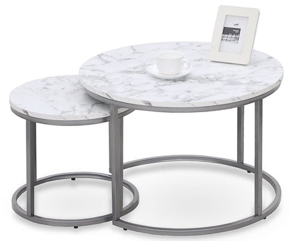 Coffee Table Havana | size: Length: 60cm, Width: 60cm, Height: 40cm, Diameter: 60cm | color: White/Silver | image: 1 | variant: 1003281