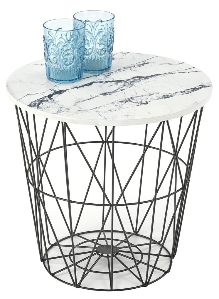 Coffee Table Kolkata | size: Length: 42cm, Width: 42cm, Height: 41cm, Diameter: 42cm | color: White/Black | image: 1 | variant: 1003347