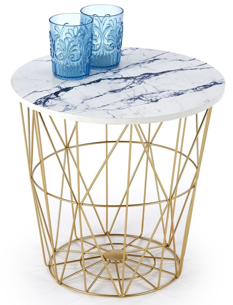 Coffee Table Kuala Lumpur | size: Length: 42cm, Width: 42cm, Height: 41cm, Diameter: 42cm | color: White/Gold | image: 1 | variant: 1003350