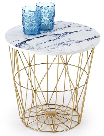 Coffee Table Kuala Lumpur | size: Length: 42cm, Width: 42cm, Height: 41cm, Diameter: 42cm | color: White/Gold | image: 1 | variant: 1003350