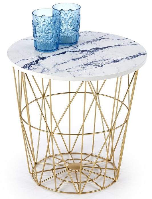 Coffee Table Kuala Lumpur | size: Length: 42cm, Width: 42cm, Height: 41cm, Diameter: 42cm | color: White/Gold | image: 1 | variant: 1003350