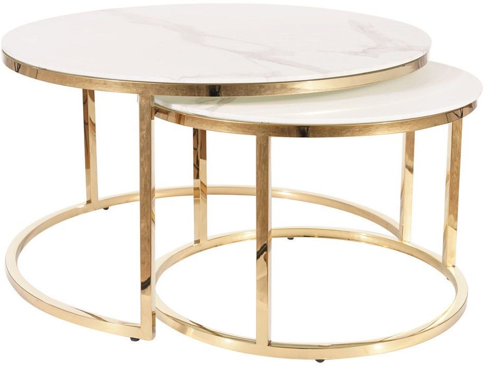 Coffee Table Long Eaton | size: Length: 80cm, Width: 80cm, Height: 45cm, Diameter: 80cm | color: Golden | image: 1 | variant: 1004493
