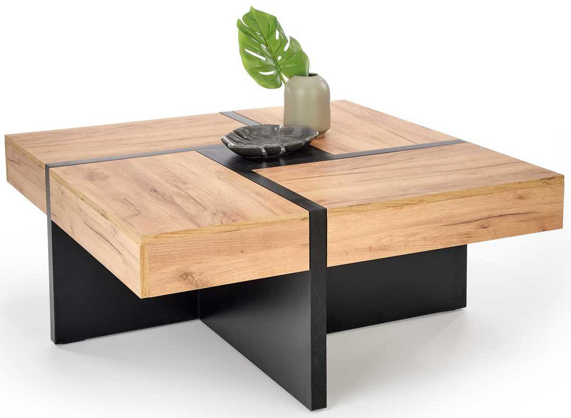 Coffee Table Newbury | size: Length: 100cm, Width: 100cm, Height: 47cm | color: Black/Oak | image: 2 | variant: 1007496