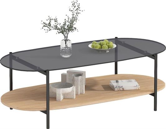 Coffee Table Thun | size: Length: 55cm, Width: 120cm, Height: 40cm | color: Black/Oak | image: 1 | variant: 1005996