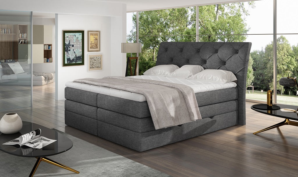 Continental Double Bed Addlestone 2 | size: Length: 215cm, Width: 198cm, Height: 120cm | color: Sawana | image: 1 | variant: 1013113