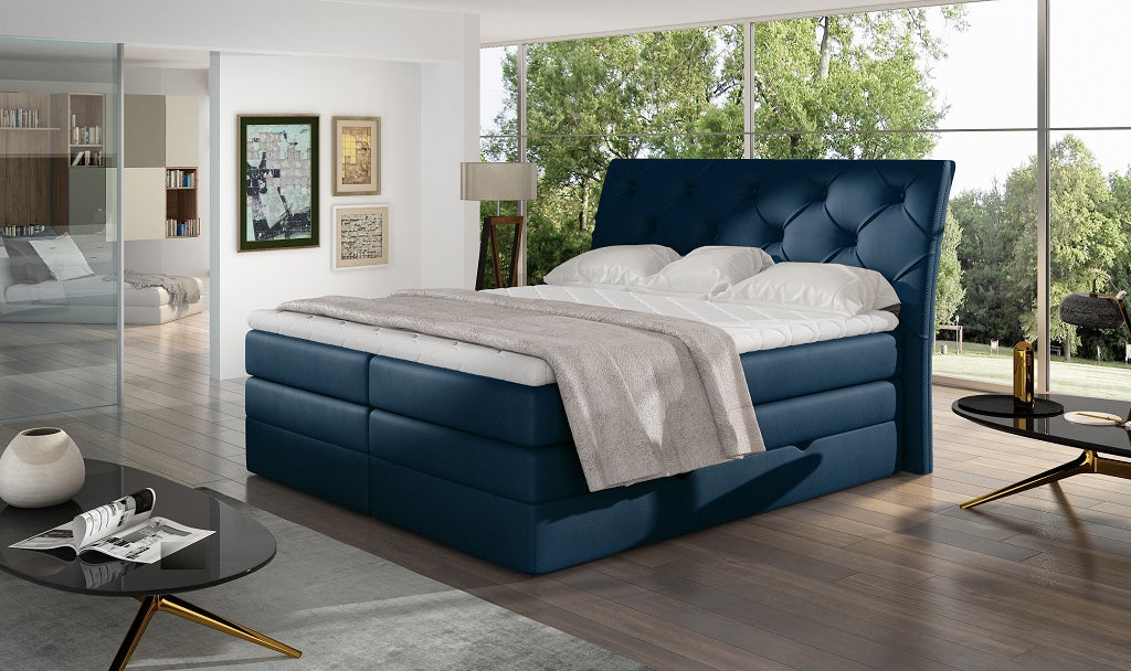 Continental Double Bed Addlestone | size: Length: 215cm, Width: 158cm, Height: 120cm | color: Blue | image: 1 | variant: 1013065
