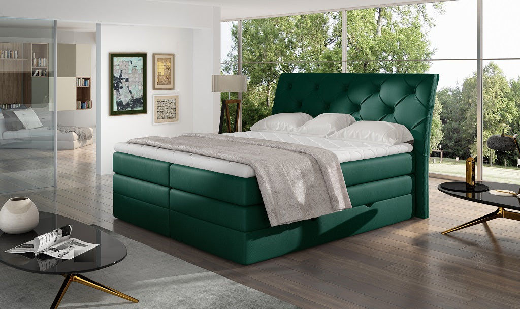 Continental Double Bed Addlestone | size: Length: 215cm, Width: 158cm, Height: 120cm | color: Green | image: 1 | variant: 1013064