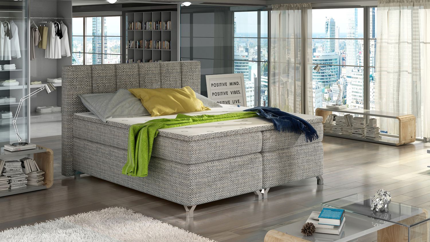 Continental Double Bed Basilio | size: Length: 205cm, Width: 155cm, Height: 130cm | color: Berlin | image: 1 | variant: 1008666