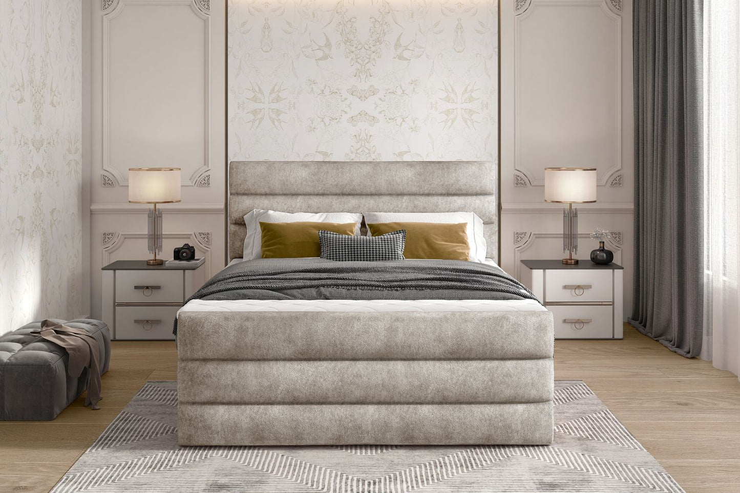 Continental Double Bed Cande 1 | size: Length: 220cm, Width: 160cm, Height: 133cm | color: Dora | image: 1 | variant: 1008846