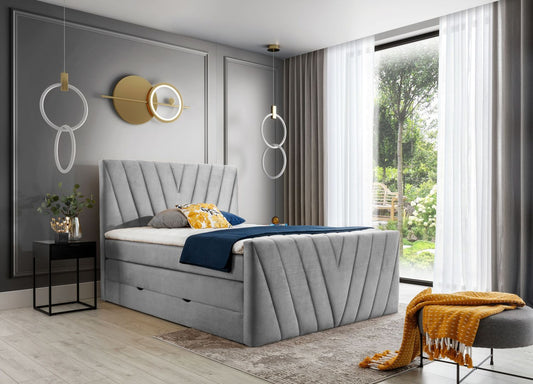 Continental Double Bed Candice | size: Length: 220cm, Width: 140cm, Height: 133cm | color: Nube | image: 1 | variant: 1008883