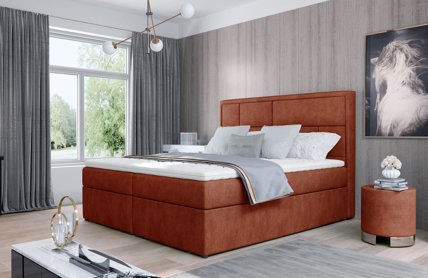 Continental Double Bed Carmarthen 2 | size: Length: 215cm, Width: 180cm, Height: 115cm | color: Dora | image: 1 | variant: 1013030
