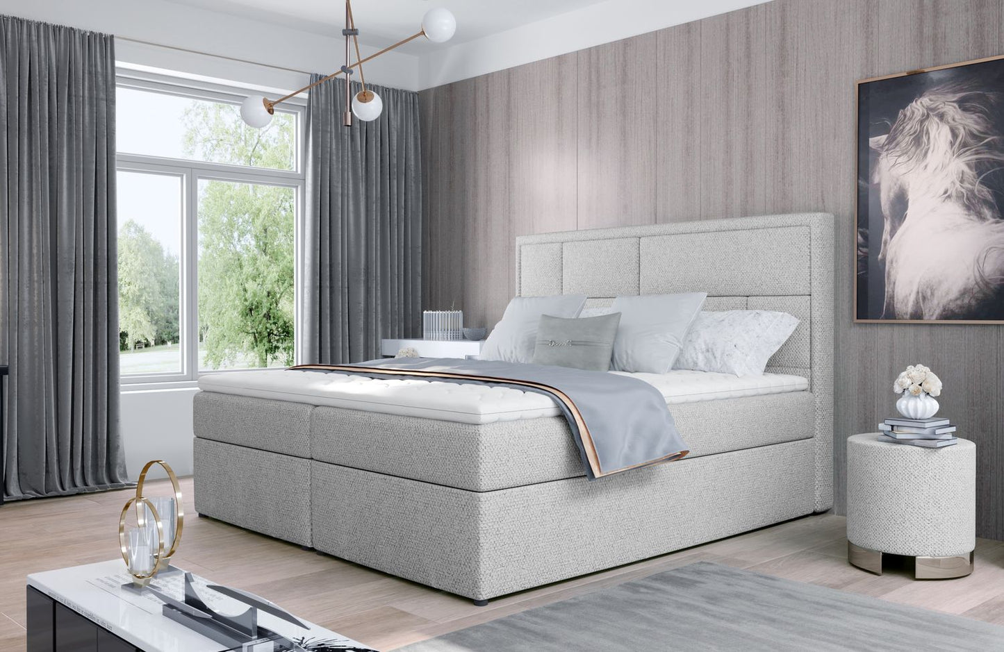 Continental Double Bed Carmarthen 2 | size: Length: 215cm, Width: 180cm, Height: 115cm | color: Grande | image: 1 | variant: 1013033