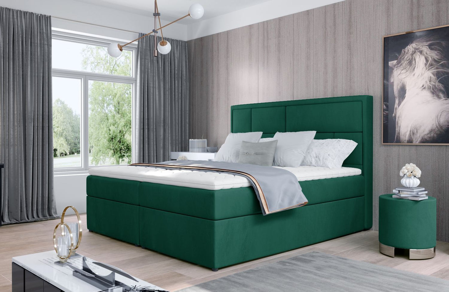 Continental Double Bed Carmarthen 2 | size: Length: 215cm, Width: 180cm, Height: 115cm | color: Green | image: 1 | variant: 1013038