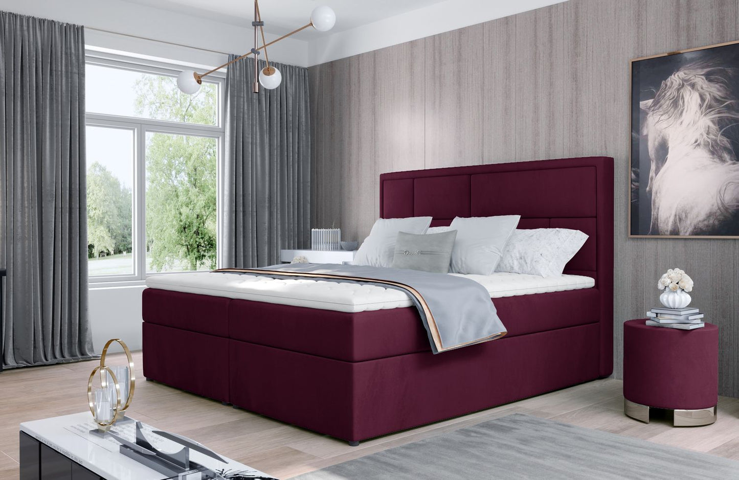 Continental Double Bed Carmarthen 2 | size: Length: 215cm, Width: 180cm, Height: 115cm | color: Mat/Velvet | image: 1 | variant: 1013043