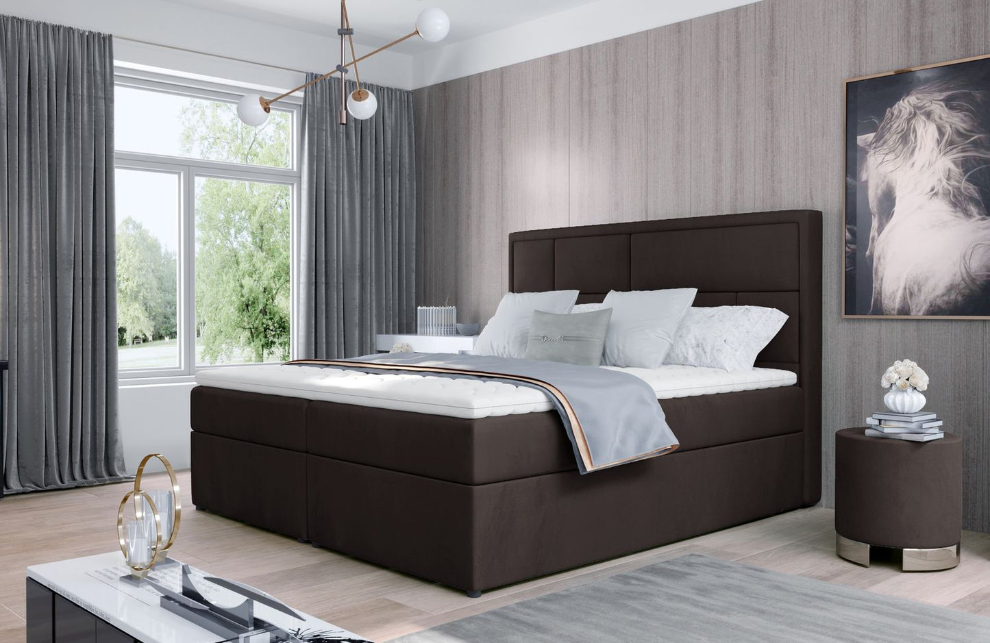 Continental Double Bed Carmarthen 2 | size: Length: 215cm, Width: 180cm, Height: 115cm | color: Monolith | image: 1 | variant: 1013037