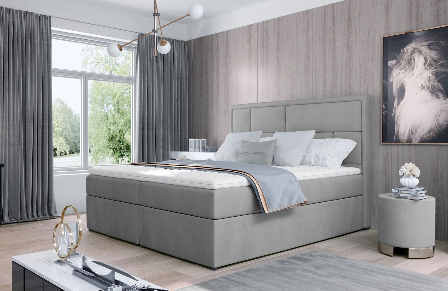 Continental Double Bed Carmarthen 2 | size: Length: 215cm, Width: 180cm, Height: 115cm | color: Monolith | image: 1 | variant: 1013041