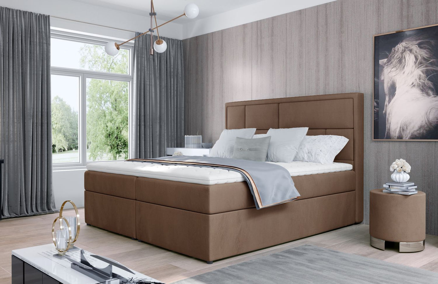 Continental Double Bed Carmarthen | size: Length: 215cm, Width: 140cm, Height: 115cm | color: Beige | image: 1 | variant: 1012980